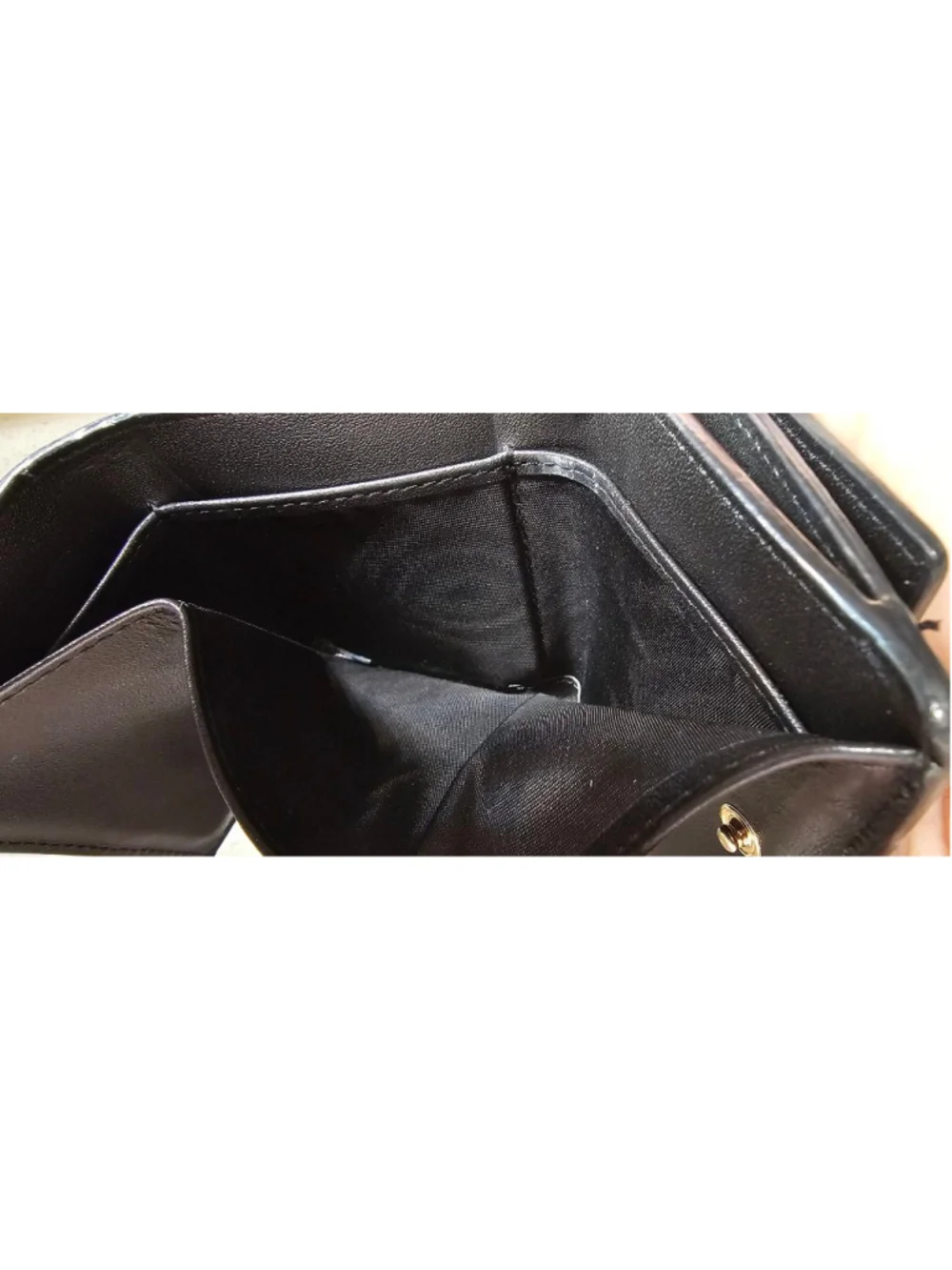 Compact Tri-Fold Black Furla Wallet with Gold hardware